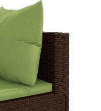 7-tlg. Garten-Lounge-Set mit Kissen Braun Poly Rattan