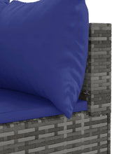 7-tlg. Garten-Lounge-Set mit Kissen Grau Poly Rattan