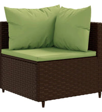 7-tlg. Garten-Lounge-Set mit Kissen Braun Poly Rattan