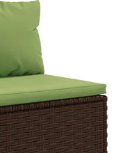 7-tlg. Garten-Lounge-Set mit Kissen Braun Poly Rattan