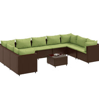 10-tlg. Garten-Lounge-Set mit Kissen Braun Poly Rattan