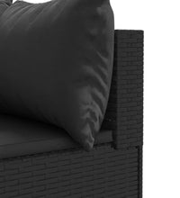 10-tlg. Garten-Lounge-Set mit Kissen Schwarz Poly Rattan