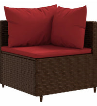11-tlg. Garten-Lounge-Set mit Kissen Braun Poly Rattan