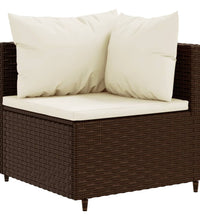 9-tlg. Garten-Sofagarnitur mit Kissen Braun Poly Rattan