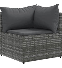 9-tlg. Garten-Sofagarnitur mit Kissen Grau Poly Rattan