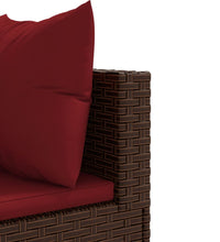 9-tlg. Garten-Sofagarnitur mit Kissen Braun Poly Rattan