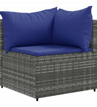 10-tlg. Garten-Sofagarnitur mit Kissen Grau Poly Rattan