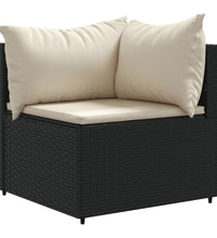 9-tlg. Garten-Sofagarnitur mit Kissen Schwarz Poly Rattan