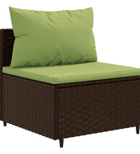 9-tlg. Garten-Sofagarnitur mit Kissen Braun Poly Rattan