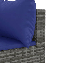 10-tlg. Garten-Sofagarnitur mit Kissen Grau Poly Rattan