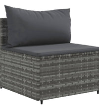 10-tlg. Garten-Sofagarnitur mit Kissen Grau Poly Rattan