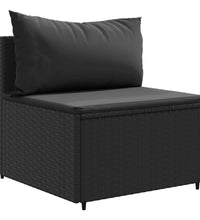 10-tlg. Garten-Sofagarnitur mit Kissen Schwarz Poly Rattan