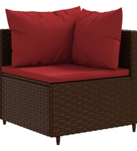 11-tlg. Garten-Sofagarnitur mit Kissen Braun Poly Rattan