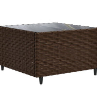 11-tlg. Garten-Sofagarnitur mit Kissen Braun Poly Rattan