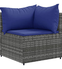 10-tlg. Garten-Sofagarnitur mit Kissen Grau Poly Rattan