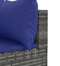 10-tlg. Garten-Sofagarnitur mit Kissen Grau Poly Rattan