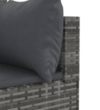 11-tlg. Garten-Sofagarnitur mit Kissen Grau Poly Rattan