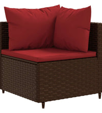11-tlg. Garten-Sofagarnitur mit Kissen Braun Poly Rattan