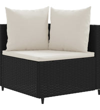 4-tlg. Garten-Sofagarnitur mit Kissen Schwarz Poly Rattan