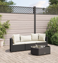 4-tlg. Garten-Sofagarnitur mit Kissen Schwarz Poly Rattan