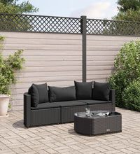 4-tlg. Garten-Sofagarnitur mit Kissen Schwarz Poly Rattan