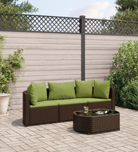 4-tlg. Garten-Sofagarnitur mit Kissen Braun Poly Rattan