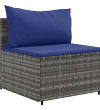 4-tlg. Garten-Sofagarnitur mit Kissen Grau Poly Rattan