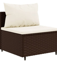 5-tlg. Garten-Sofagarnitur mit Kissen Braun Poly Rattan