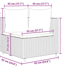 5-tlg. Garten-Sofagarnitur mit Kissen Braun Poly Rattan