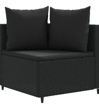 5-tlg. Garten-Sofagarnitur mit Kissen Schwarz Poly Rattan