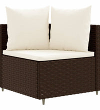 7-tlg. Garten-Sofagarnitur mit Kissen Braun Poly Rattan