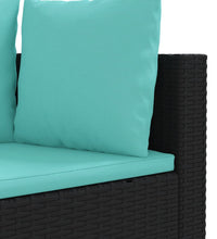 7-tlg. Garten-Sofagarnitur mit Kissen Schwarz Poly Rattan