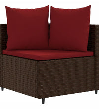 7-tlg. Garten-Sofagarnitur mit Kissen Braun Poly Rattan