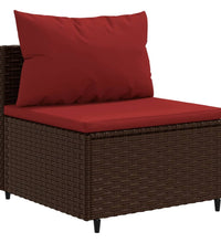 7-tlg. Garten-Sofagarnitur mit Kissen Braun Poly Rattan