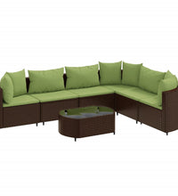 7-tlg. Garten-Sofagarnitur mit Kissen Braun Poly Rattan