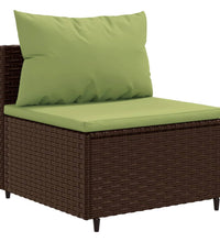 7-tlg. Garten-Sofagarnitur mit Kissen Braun Poly Rattan