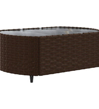 7-tlg. Garten-Sofagarnitur mit Kissen Braun Poly Rattan