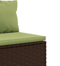 7-tlg. Garten-Sofagarnitur mit Kissen Braun Poly Rattan