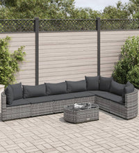 8-tlg. Garten-Sofagarnitur mit Kissen Grau Poly Rattan