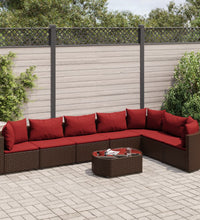 8-tlg. Garten-Sofagarnitur mit Kissen Braun Poly Rattan