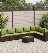 8-tlg. Garten-Sofagarnitur mit Kissen Braun Poly Rattan