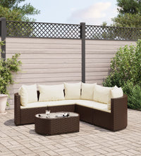 6-tlg. Garten-Sofagarnitur mit Kissen Braun Poly Rattan