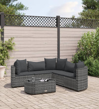 6-tlg. Garten-Sofagarnitur mit Kissen Grau Poly Rattan