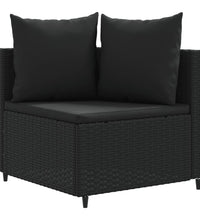 6-tlg. Garten-Sofagarnitur mit Kissen Schwarz Poly Rattan