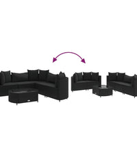 6-tlg. Garten-Sofagarnitur mit Kissen Schwarz Poly Rattan