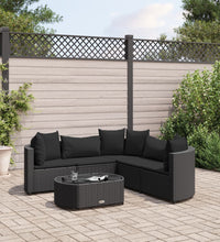 6-tlg. Garten-Sofagarnitur mit Kissen Schwarz Poly Rattan