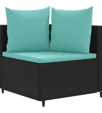 6-tlg. Garten-Sofagarnitur mit Kissen Schwarz Poly Rattan