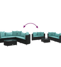 6-tlg. Garten-Sofagarnitur mit Kissen Schwarz Poly Rattan