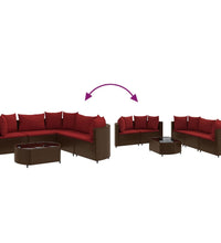6-tlg. Garten-Sofagarnitur mit Kissen Braun Poly Rattan