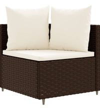 10-tlg. Garten-Sofagarnitur mit Kissen Braun Poly Rattan